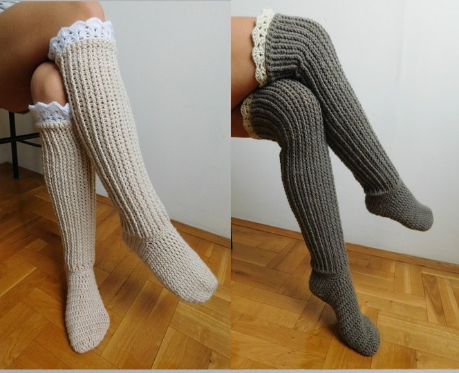 Over the knee socks, crochet knee high socks