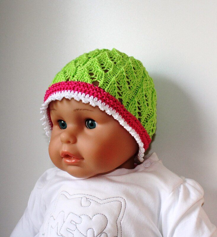 Strickanleitung Baby-Mütze, Babymütze Ajourmuster, ca. 4 - 10 Monate - Bild 11