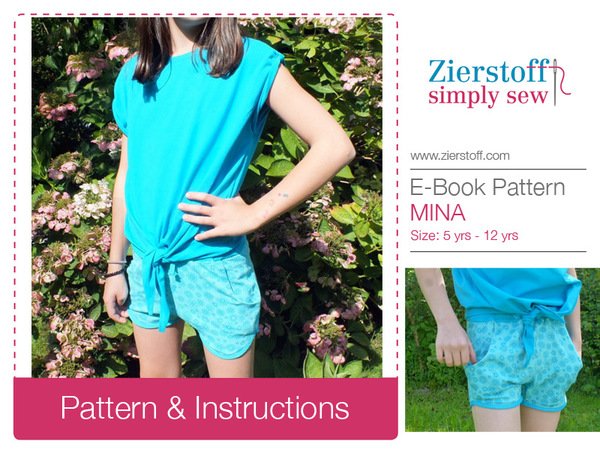 MINAs shorts PDF pattern, unisex, sizes 110-152 (5-12 yrs.) / Instant Download