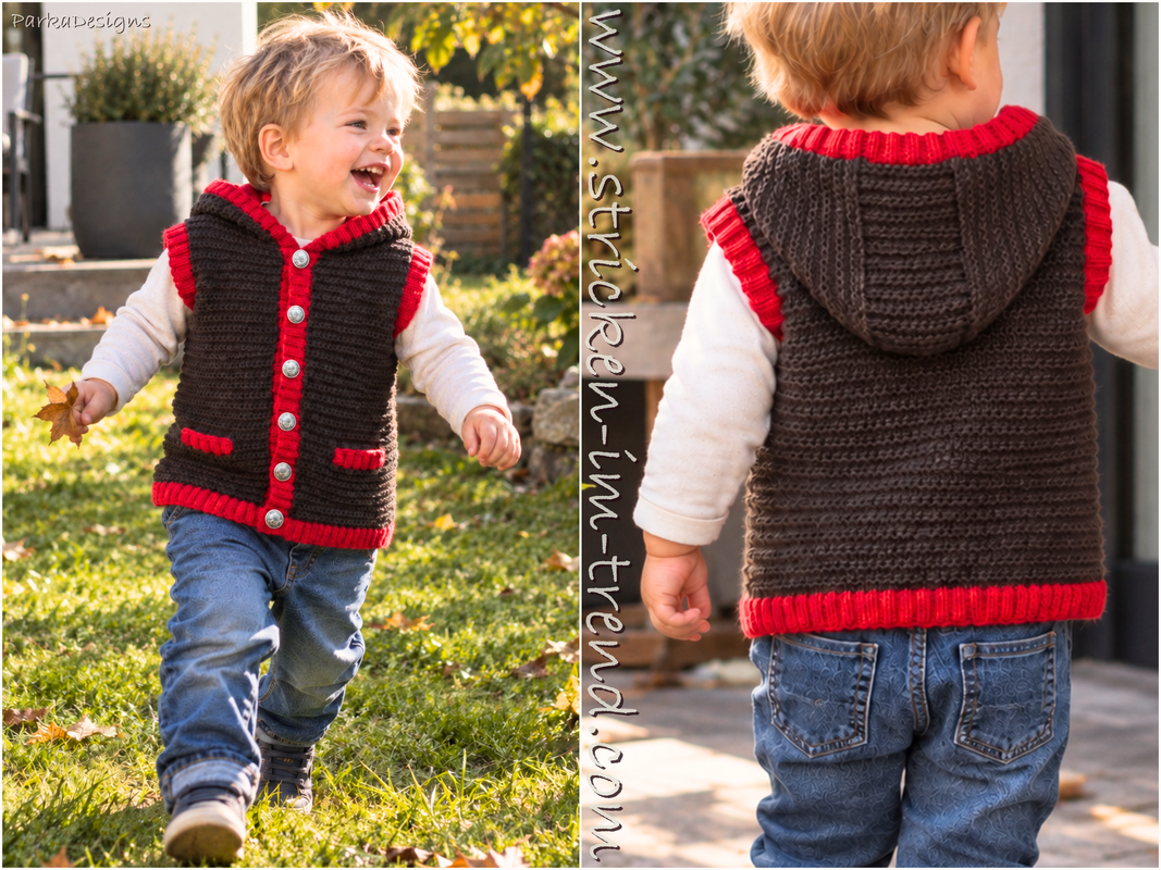 BabyAlpenChic knitted hooded waistcoat for boys