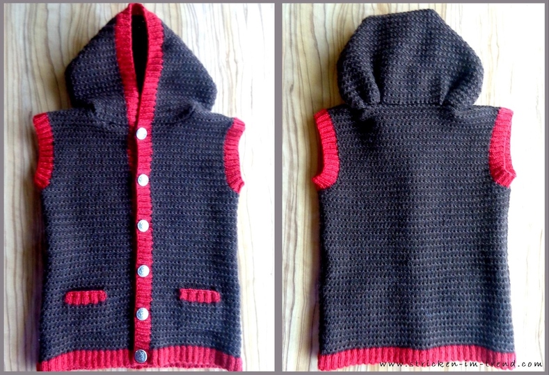 Strickanleitung für ärmellose Kapuzenweste für Buben | Baby AlpenChic