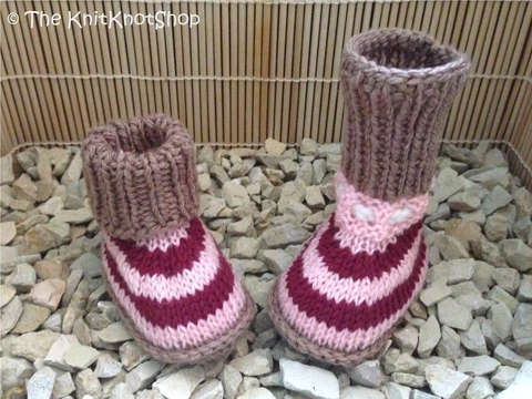 Strickanleitung Babyschuhe "Stripes" in drei Größen (9 cm, 11 cm, 13 cm)