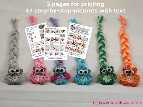 Crochet instruction - Bookmark owl "Athene" gift idea