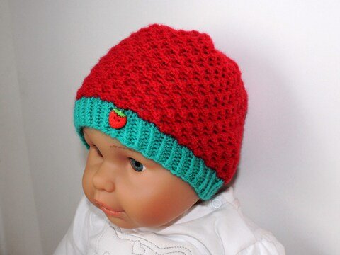 Strickanleitung Baby-Mütze "Erdbeere", ca. 4 - 10 Monate