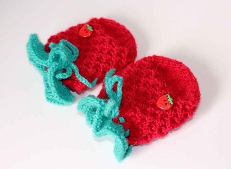 Strickanleitung Baby-Handschuhe "Erdbeere", ca. 4 - 10 Monate
