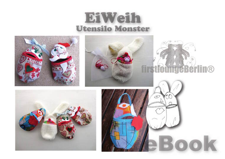  EiWeih - E-Book Puppe Monster Hase Nikolaus Utensilo Beutel Tasche Kostenlose Nähanleitung mit Schnittmuster handmade with Love von firstloungeberlin