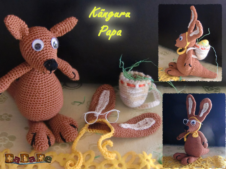 Känguru und Koala feiern Ostern in Australien - gehäkelt von Dadade 