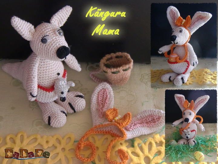 Känguru und Koala feiern Ostern in Australien - gehäkelt von Dadade 