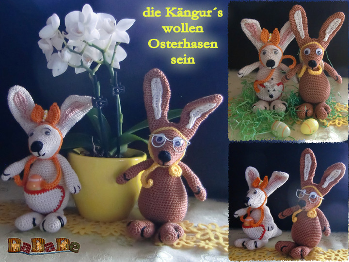 Känguru und Koala feiern Ostern in Australien - gehäkelt von Dadade 