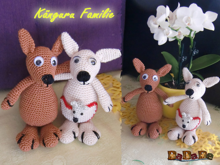Känguru und Koala feiern Ostern in Australien - gehäkelt von Dadade 
