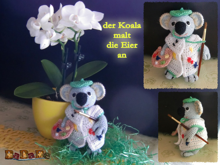 Känguru und Koala feiern Ostern in Australien - gehäkelt von Dadade 