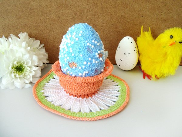 Daisy Easter Decoration Pattern, Crochet Easter Basket, Crochet Egg Holder, Easter Cup, Easter gifts, Crochet daisy, Pdf Pattern