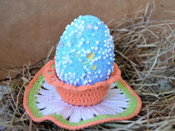 Daisy Easter Decoration Pattern, Crochet Easter Basket, Crochet Egg Holder, Easter Cup, Easter gifts, Crochet daisy, Pdf Pattern