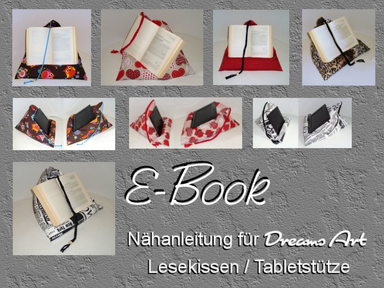 Nähanleitung Buchkissen / Lesekissen / Tabletstütze