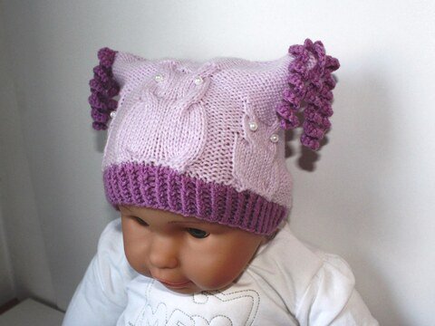 Strickanleitung Baby-Mütze 3 Eulen, ca. 5 - 12 Monate