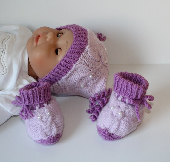 Strickanleitung Baby-Set Eulen, Mütze und Baby-Schuhe, ca. 5 - 12 Monate