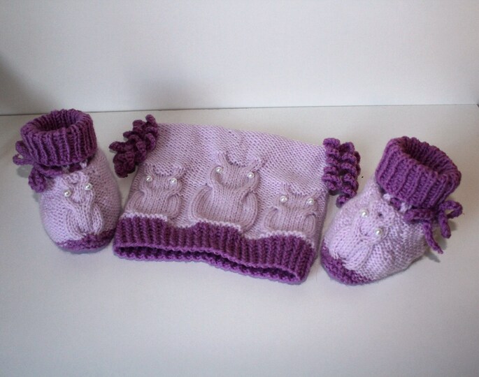 Strickanleitung Baby-Set Eulen, Mütze und Baby-Schuhe, ca. 5 - 12 Monate