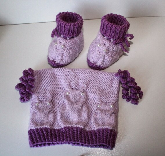 Strickanleitung Baby-Set Eulen, Mütze und Baby-Schuhe, ca. 5 - 12 Monate