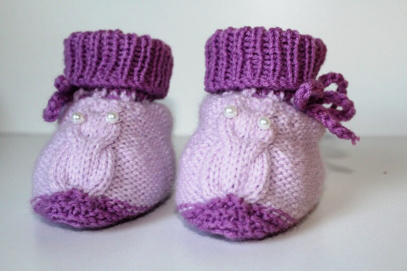 Strickanleitung Baby-Set Eulen, Mütze und Baby-Schuhe, ca. 5 - 12 Monate