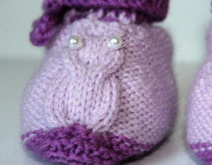 Strickanleitung Baby-Set Eulen, Mütze und Baby-Schuhe, ca. 5 - 12 Monate
