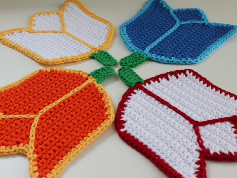 "Keukenhof - Tulpenpark" gehäkelte Untersetzer, PDF-Anleitung