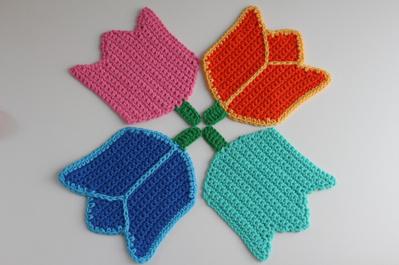 "Keukenhof - Tulpenpark" gehäkelte Untersetzer, PDF-Anleitung