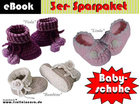 Sparpaket No.1 "Babyschuhe" 3 Häkelanleitungen