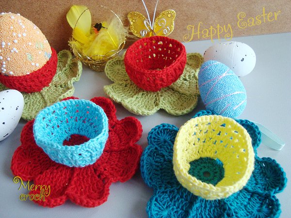 Clover Easter Decoration Pattern, Crochet Easter Basket, Crochet Egg Holder, Easter Cup, Easter gifts, Crochet clover, Pdf Pattern