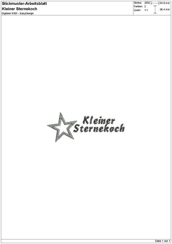 Stickdatei "Kleiner Sternekoch" Pes Format (Deco, Brother, Babylock) - Bild 2