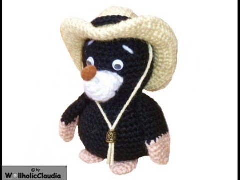 Häkelanleitung - Cowboy Maulwurf häkeln