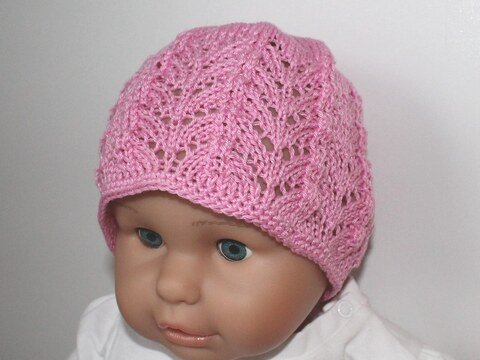 Strickanleitung Baby-Mütze Ajourmuster, Taufmütze, ca. 5 - 12 Monate