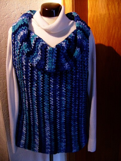 Häkelshirt mit Wasserfallkragen Gr. 36/38-40/42-44/46