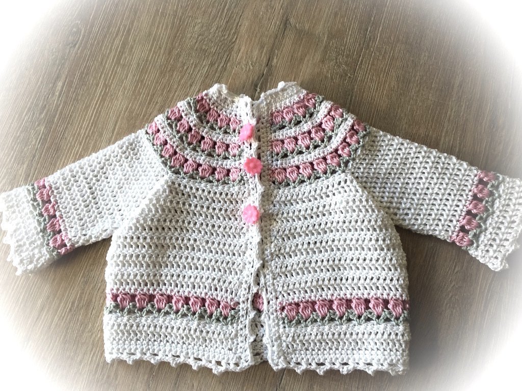 Häkel-Anleitung Babyjacke aus Baumwolle 0-3 Monate (3-6 Monate)