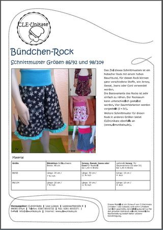 Bündchen-Rock, Größen 86/92 und 98/104