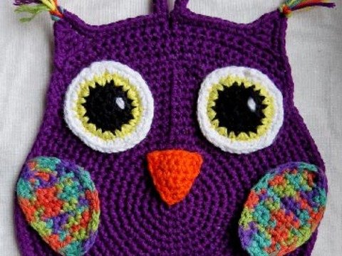 Häkelanleitung für einen Topflappen Eule rund gehäkelt inkl. Zunahmetabelle blitzschnell und einfach