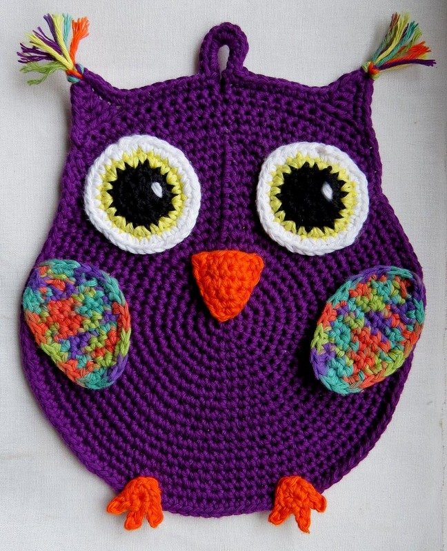 Häkelanleitung für einen Topflappen Eule rund gehäkelt inkl. Zunahmetabelle blitzschnell und einfach - Bild 2