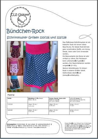 Bündchen-Rock, Größen 110/116 und 122/128