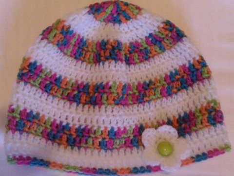 Häkelanleitung Mütze "Fröhlicher Farbklecks" für Kopfumfang 44/46