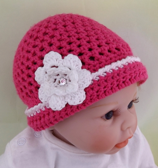 Häkelanleitung Sommermütze "Blume" für 2 - 6 Monate
