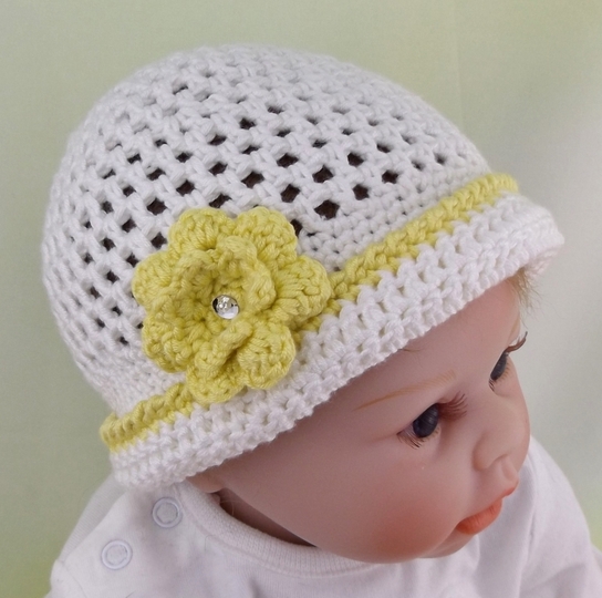 Häkelanleitung Sommermütze "Blume" für 2 - 6 Monate