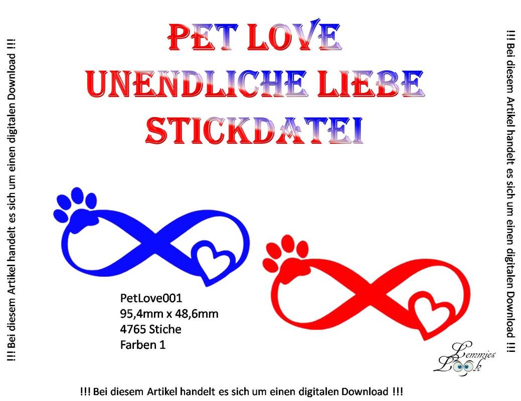Stickdatei PetLove - Unendlich für den 10 x 10 Rahmen