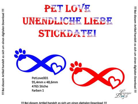 Stickdatei PetLove - Unendlich für den 10 x 10 Rahmen