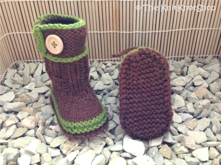 Strickanleitung Babyschuhe "BrownBooties" in drei Größen 9 cm, 11 cm, 13 cm