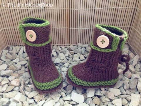 Strickanleitung Babyschuhe "BrownBooties" in drei Größen 9 cm, 11 cm, 13 cm