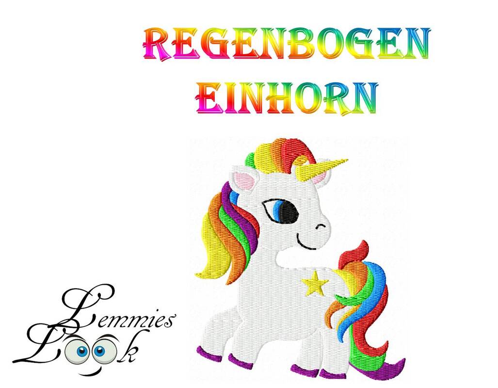 Stickdatei Regenbogen-Einhorn für den 10 x 10 Rahmen