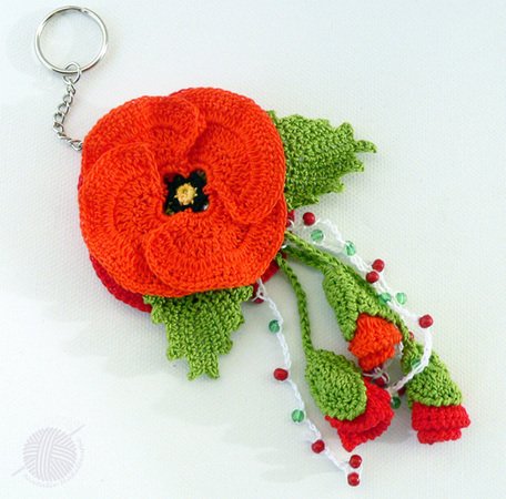 Bag pendant (deco) poppy with buds, length approx. 10 cm