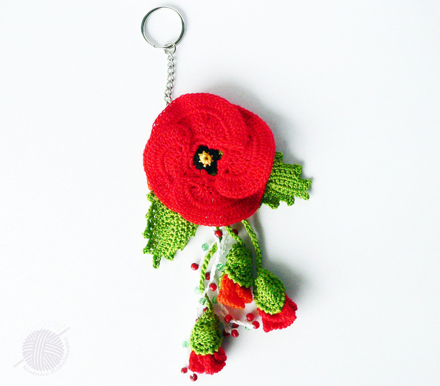 Bag pendant (deco) poppy with buds, length approx. 10 cm