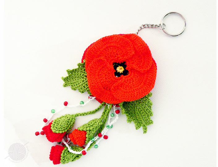 Bag pendant (deco) poppy with buds, length approx. 10 cm