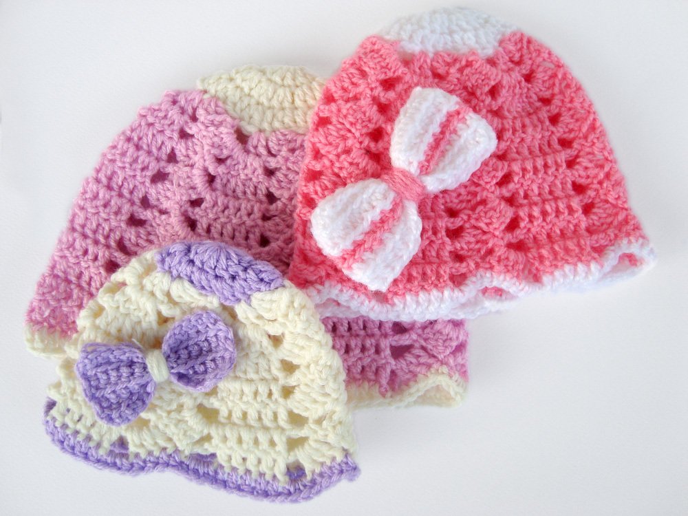 Crochet Baby Ribbon Hat, Girls Hat, Crochet Beanie, Infant Hat, Newborn Girl Hat, Beanie for Toddlers, Girls Ribbon Beanie