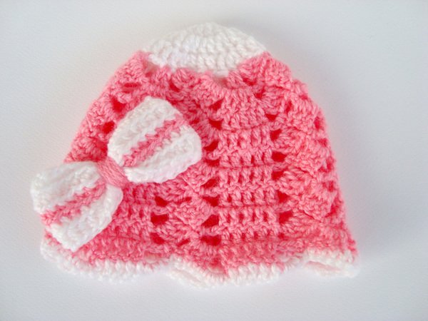 Crochet Baby Ribbon Hat, Girls Hat, Crochet Beanie, Infant Hat, Newborn Girl Hat, Beanie for Toddlers, Girls Ribbon Beanie